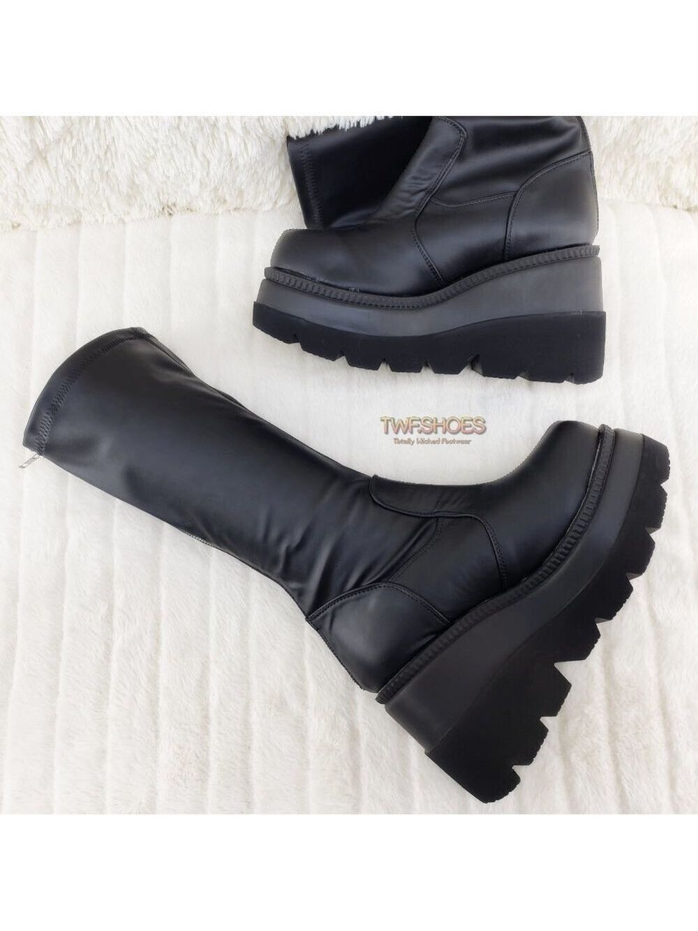 Goth Rave Platform Knee Boot Stretch Shaker 65 - Picture 2 of 10